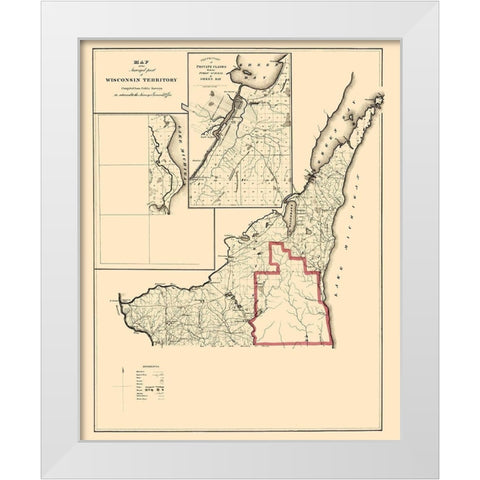 Wisconsin Territory Surveys - Surveyor General White Modern Wood Framed Art Print by Surveyor General