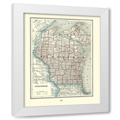 Wisconsin - Rathbun 1893 White Modern Wood Framed Art Print by Rathbun