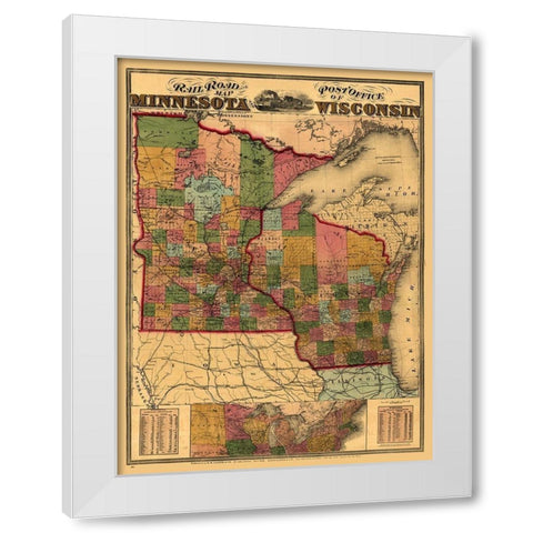 Minnesota Wisconsin - Lloyd 1871  White Modern Wood Framed Art Print by Lloyd