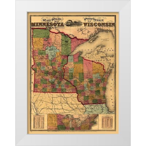 Minnesota Wisconsin - Lloyd 1871  White Modern Wood Framed Art Print by Lloyd