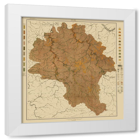 Boone West Virginia Soil 1913 - Hoen White Modern Wood Framed Art Print by Hoen
