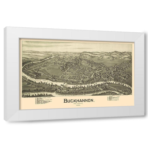 Buckhannon West Virginia - Fowler 1900 White Modern Wood Framed Art Print by Fowler