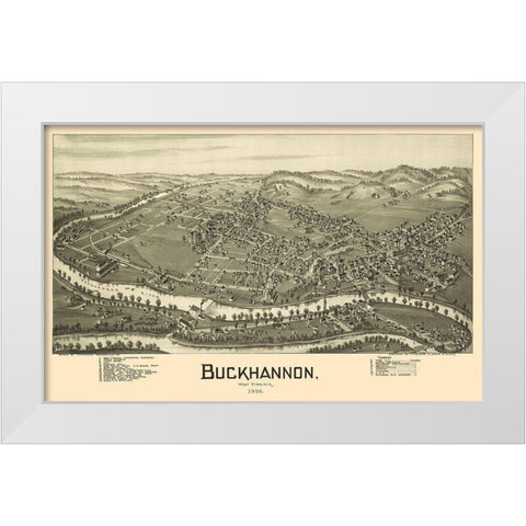 Buckhannon West Virginia - Fowler 1900 White Modern Wood Framed Art Print by Fowler