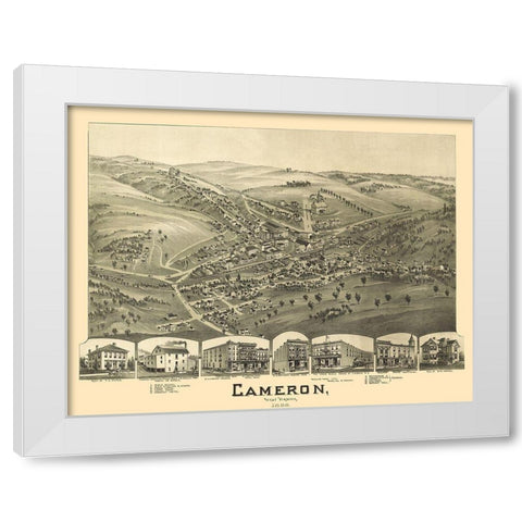 Cameron West Virginia - Fowler 1899 White Modern Wood Framed Art Print by Fowler