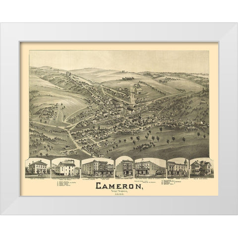 Cameron West Virginia - Fowler 1899 White Modern Wood Framed Art Print by Fowler
