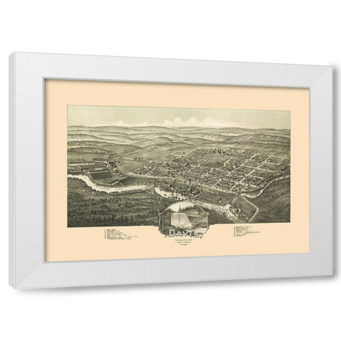 Davis West Virginia - Fowler 1898 White Modern Wood Framed Art Print by Fowler