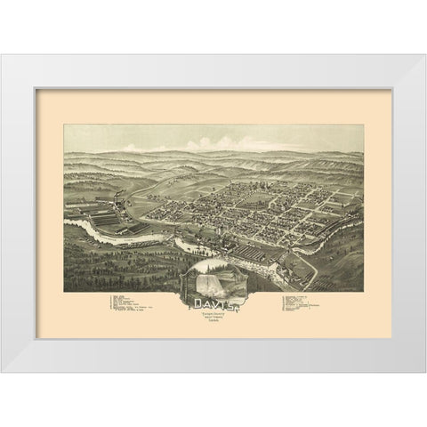 Davis West Virginia - Fowler 1898 White Modern Wood Framed Art Print by Fowler