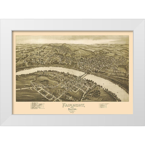 Fairmont Palatine West Virginia - Fowler 1897 White Modern Wood Framed Art Print by Fowler
