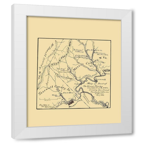 Flat Top Coal Field West Virginia - Hotchkiss 1886 White Modern Wood Framed Art Print by Hotchkiss