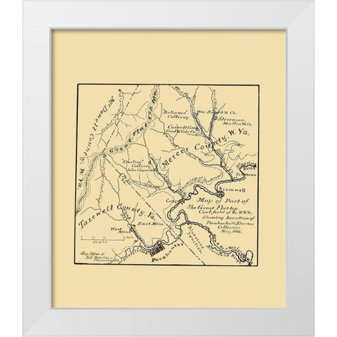 Flat Top Coal Field West Virginia - Hotchkiss 1886 White Modern Wood Framed Art Print by Hotchkiss
