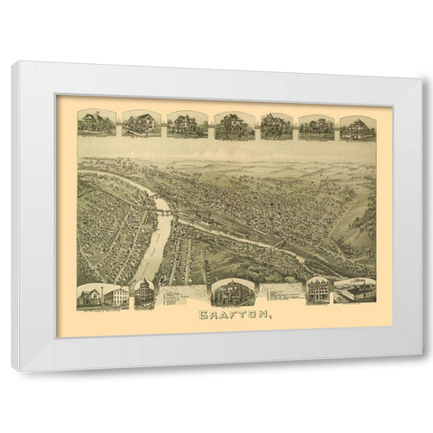 Grafton West Virginia - Fowler 1898 White Modern Wood Framed Art Print by Fowler