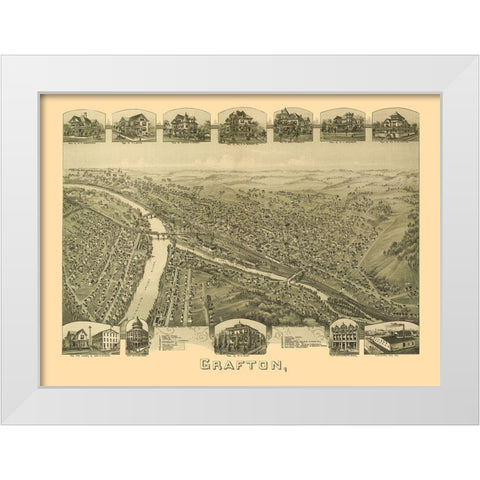 Grafton West Virginia - Fowler 1898 White Modern Wood Framed Art Print by Fowler