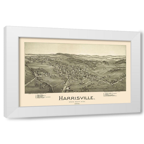 Harrisville West Virginia - Fowler 1899 White Modern Wood Framed Art Print by Fowler