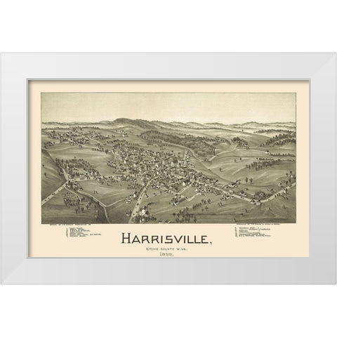 Harrisville West Virginia - Fowler 1899 White Modern Wood Framed Art Print by Fowler