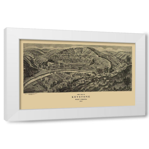 Keystone West Virginia - Fowler 1911 White Modern Wood Framed Art Print by Fowler