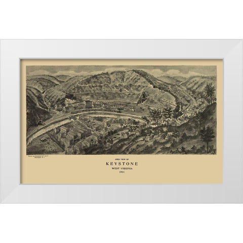 Keystone West Virginia - Fowler 1911 White Modern Wood Framed Art Print by Fowler