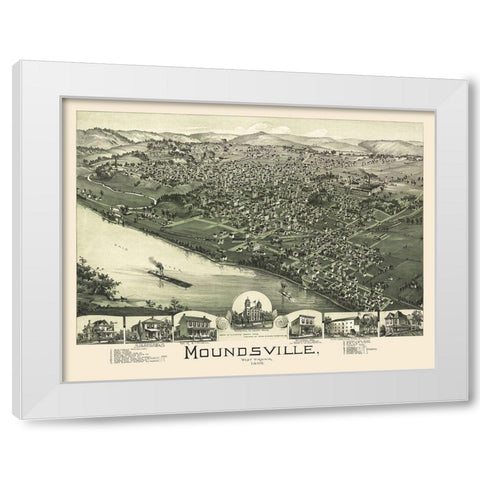 Moundsville West Virginia - Moyer 1899 White Modern Wood Framed Art Print by Moyer