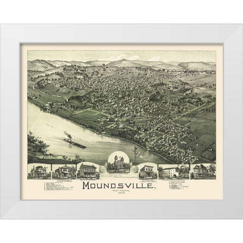 Moundsville West Virginia - Moyer 1899 White Modern Wood Framed Art Print by Moyer