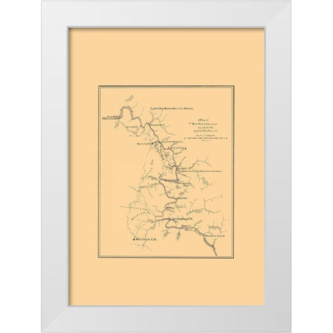 New River Coal Field West VA - Hotchkiss 1880 White Modern Wood Framed Art Print by Hotchkiss