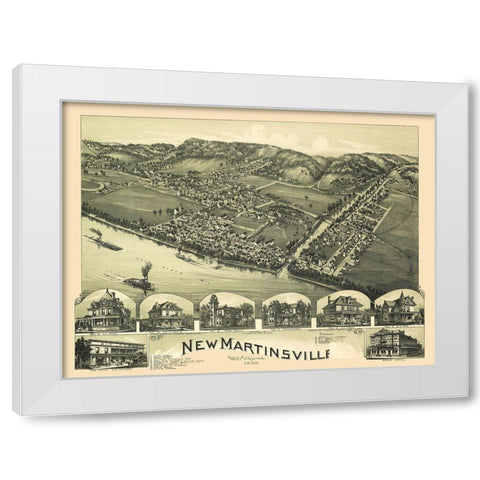 New Martinsville West Virginia - Fowler 1899 White Modern Wood Framed Art Print by Fowler