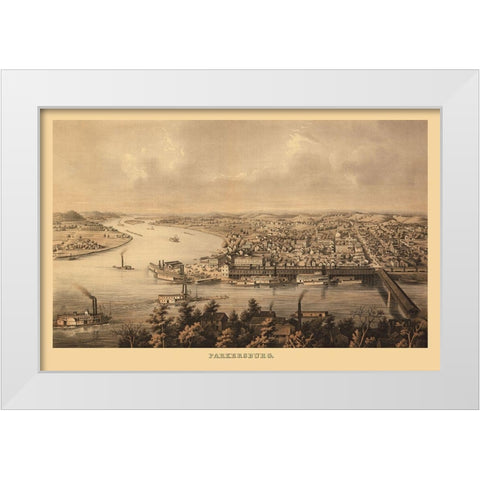 Parkersburg West Virginia - Hoen 1861 White Modern Wood Framed Art Print by Hoen