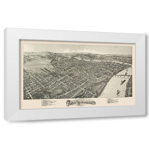 Parkersburg West Virginia - Fowler 1899 White Modern Wood Framed Art Print by Fowler