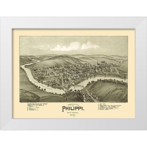 Phillippi West Virginia - Fowler 1897 White Modern Wood Framed Art Print by Fowler