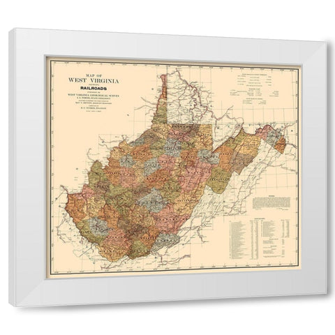 West Virginia Railroads - White 1917  White Modern Wood Framed Art Print by White