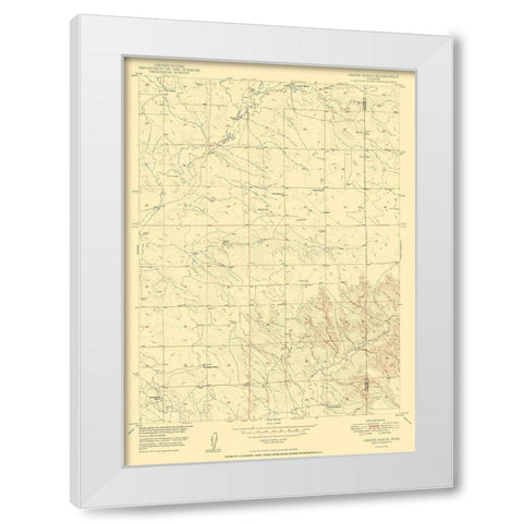 Amend Ranch Wyoming Quad - USGS 1950 White Modern Wood Framed Art Print by USGS