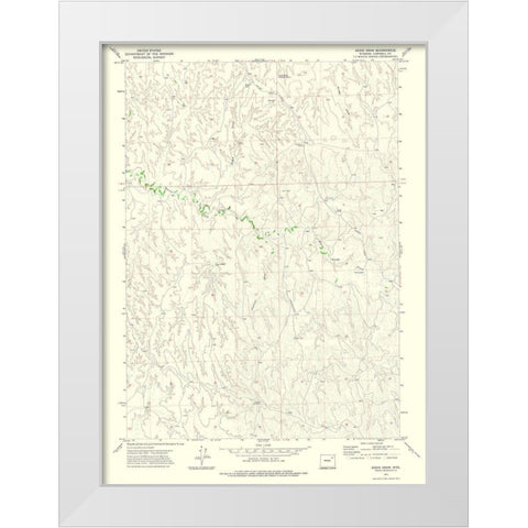 Bogie Draw Wyoming Quad - USGS 1971 White Modern Wood Framed Art Print by USGS