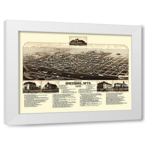 Cheyenne Wyoming - Stoner 1882 White Modern Wood Framed Art Print by Stoner