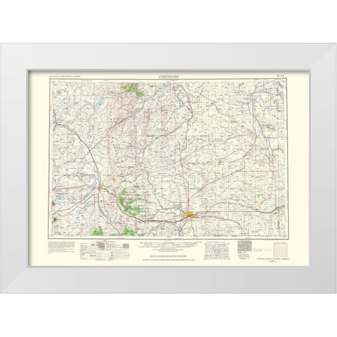 Cheyenne Wyoming Colorado Nebraska Quad - USGS White Modern Wood Framed Art Print by USGS