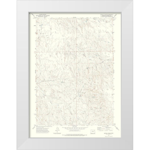 Double Tanks Wyoming Quad - USGS 1971 White Modern Wood Framed Art Print by USGS