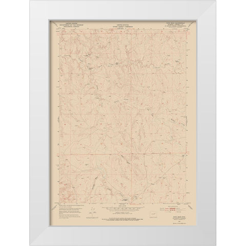 Fats Draw Wyoming Quad - USGS 1953 White Modern Wood Framed Art Print by USGS