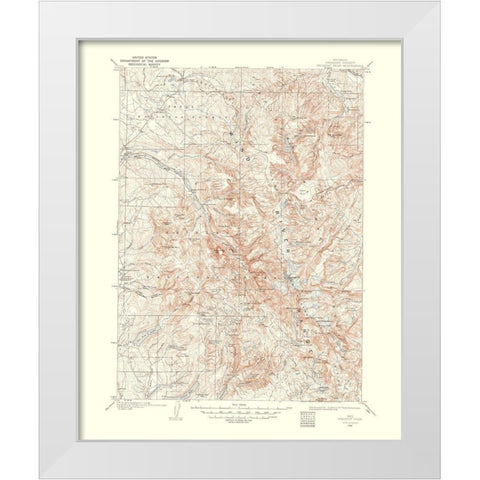 Fremont Peak Wyoming Quad - USGS 1958 White Modern Wood Framed Art Print by USGS