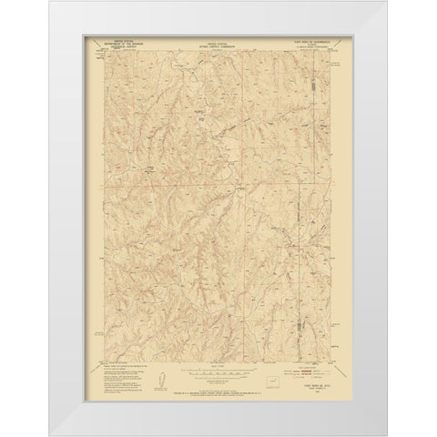 Fort Reno Wyoming Quad - USGS 1953 White Modern Wood Framed Art Print by USGS