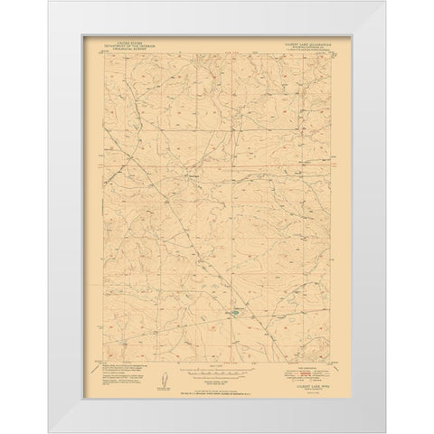 Gilbert Lake Wyoming Quad - USGS 1950 White Modern Wood Framed Art Print by USGS