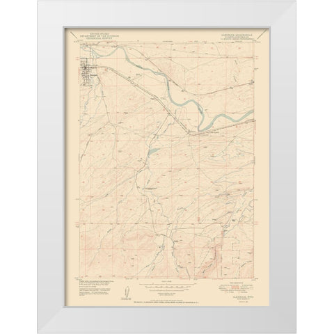Glenrock Wyoming Quad - USGS 1950 White Modern Wood Framed Art Print by USGS