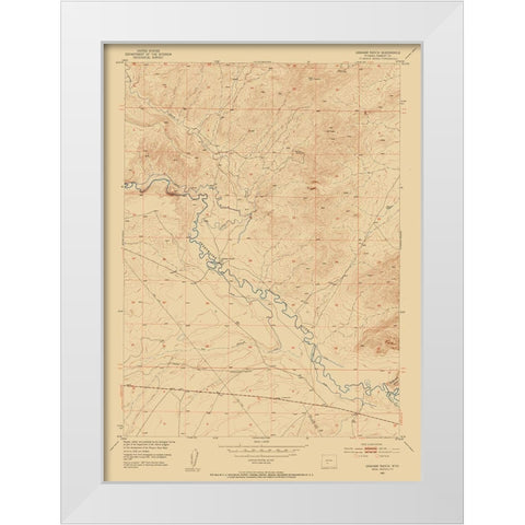 Graham Ranch Wyoming Quad - USGS 1951 White Modern Wood Framed Art Print by USGS