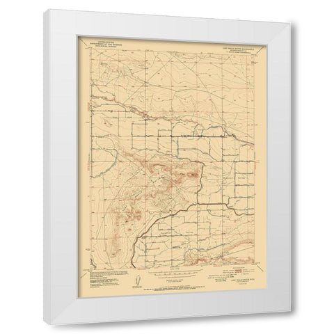 Lost Wells Butte Wyoming Quad - USGS 1952 White Modern Wood Framed Art Print by USGS