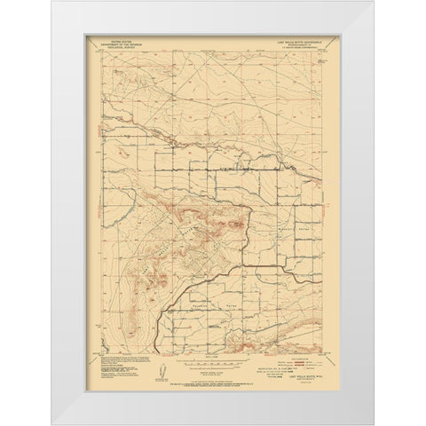 Lost Wells Butte Wyoming Quad - USGS 1952 White Modern Wood Framed Art Print by USGS