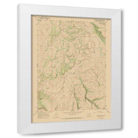 Mahogony Butte Wyoming Quad - USGS 1967 White Modern Wood Framed Art Print by USGS