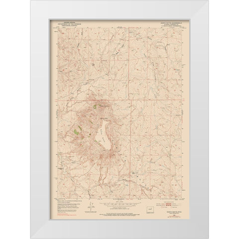 North Butte Wyoming Quad - USGS 1953 White Modern Wood Framed Art Print by USGS