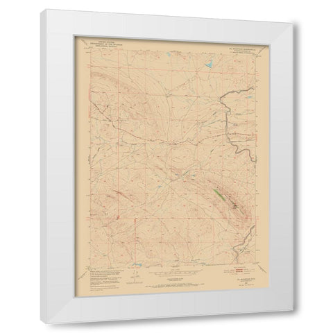Oil Mountain Wyoming Quad - USGS 1951 White Modern Wood Framed Art Print by USGS