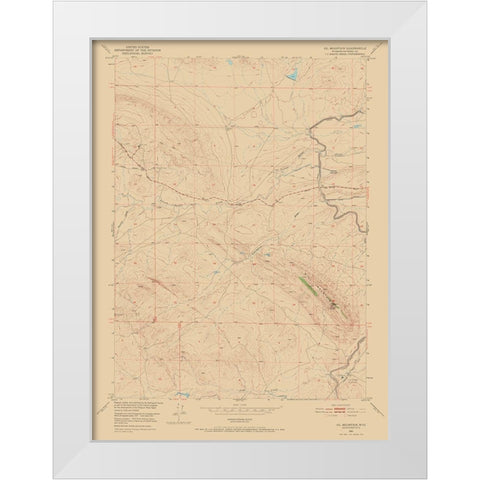 Oil Mountain Wyoming Quad - USGS 1951 White Modern Wood Framed Art Print by USGS