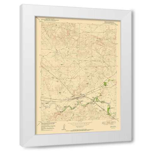 Orin Wyoming Quad - USGS 1950 White Modern Wood Framed Art Print by USGS
