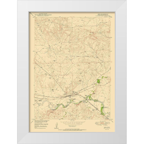 Orin Wyoming Quad - USGS 1950 White Modern Wood Framed Art Print by USGS