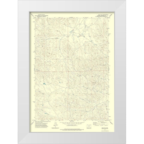 North West Oriva Wyoming Quad - USGS 1971 White Modern Wood Framed Art Print by USGS