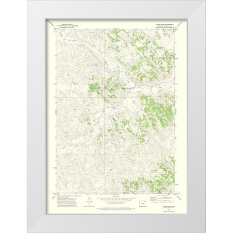 Pitch Draw Wyoming Quad - USGS 1971 White Modern Wood Framed Art Print by USGS