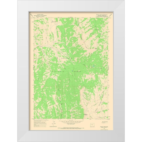 Pickle Pass Wyoming Quad - USGS 1965 White Modern Wood Framed Art Print by USGS